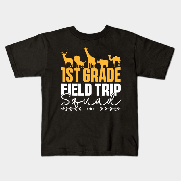 First Grade Field Trip Squad 1st Grade Zoo Crew Safari Kids T-Shirt by SonyaKorobkova